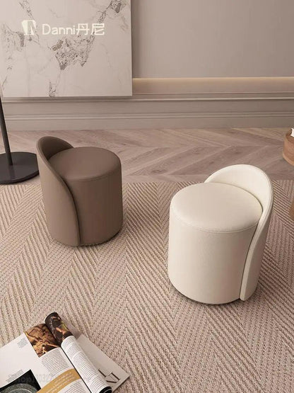 Leather Makeup Stool Modern Simple Dressing Stool Living Room Home Shoe Changing Stool Internet Popular Ins Style Dressing - Pacisia