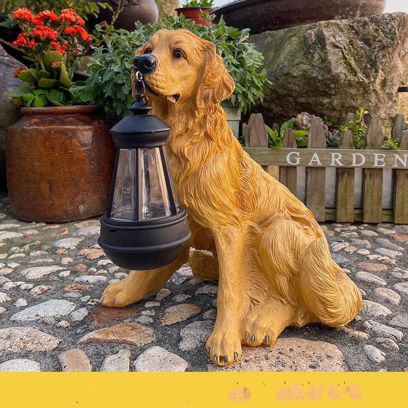 LED Solar Light Dog Lantern Sculpture Resin Craft Ornament Home Porch Decor Garden Solar Powered LED Light Dog Statues - Pacisia