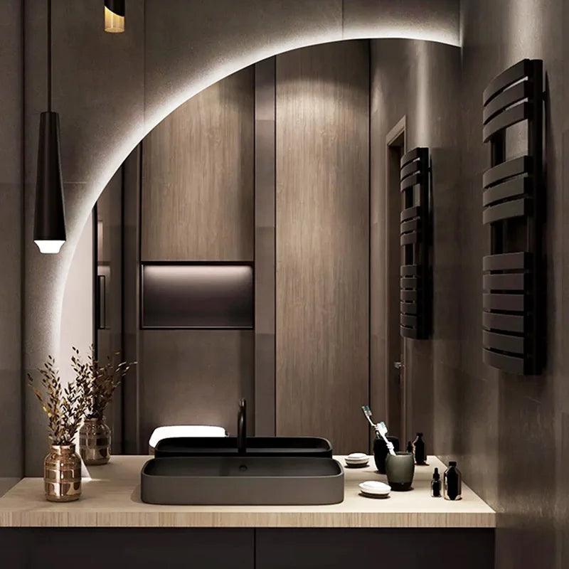 Light Aesthetic Mirror Irregular Design Wall Adhesive Vanity Smart Bathroom Mirror Bath Design Large Espelho Decoration HX50DM - Pacisia