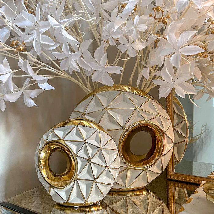 Light Luxury Electroplated Gold Ceramic Vase - Pacisia