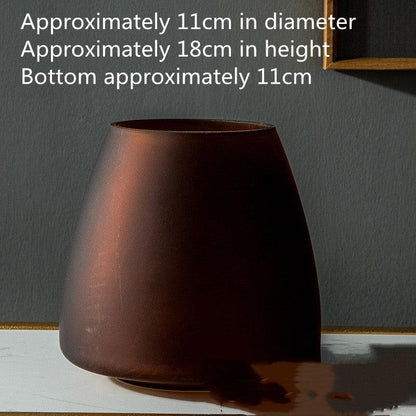 Light Luxury Frosted Coffee Color Glass Vase Decoration - Pacisia