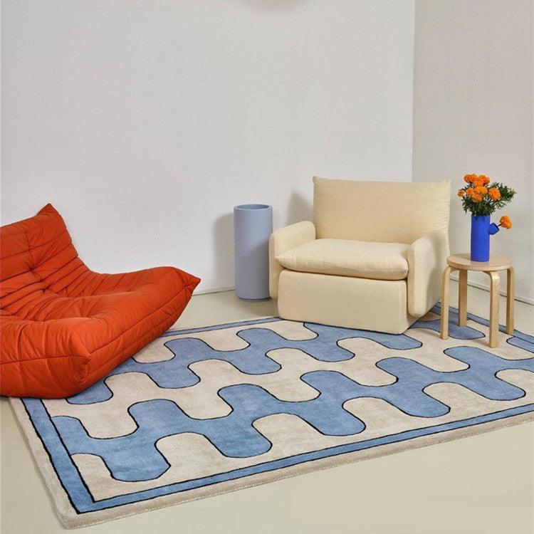Living Room Coffee Table Checkerboard Carpet Modern Light Luxury Household Cashmere-like Floor Mat - Pacisia