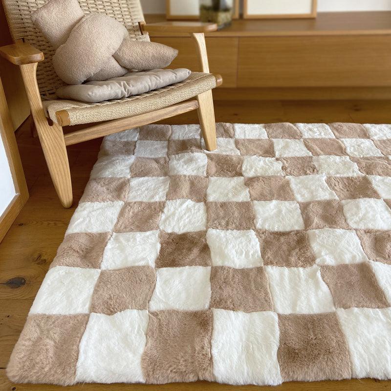 Living Room Sofa Chessboard Rabbit Hair Soft Carpet - Pacisia