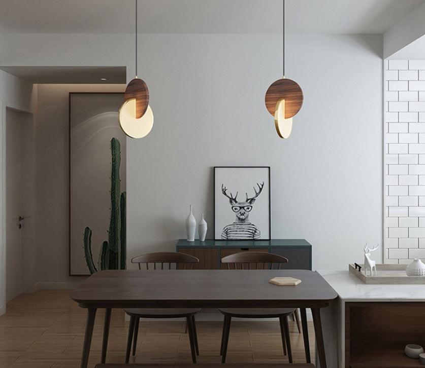 Long-line Light Atmosphere Walnut Solid Wood Chandelier - Pacisia