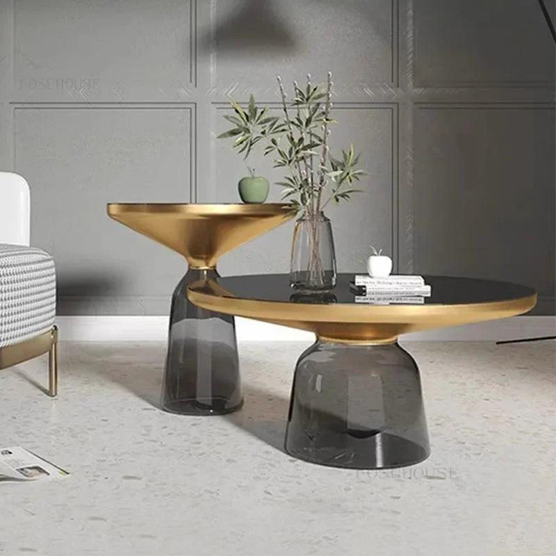 Nordic Glass Coffee Tables for Living Room Furniture Modern Minimalist Glass Round Table Designer Light Luxury Home Coffee Table - Pacisia