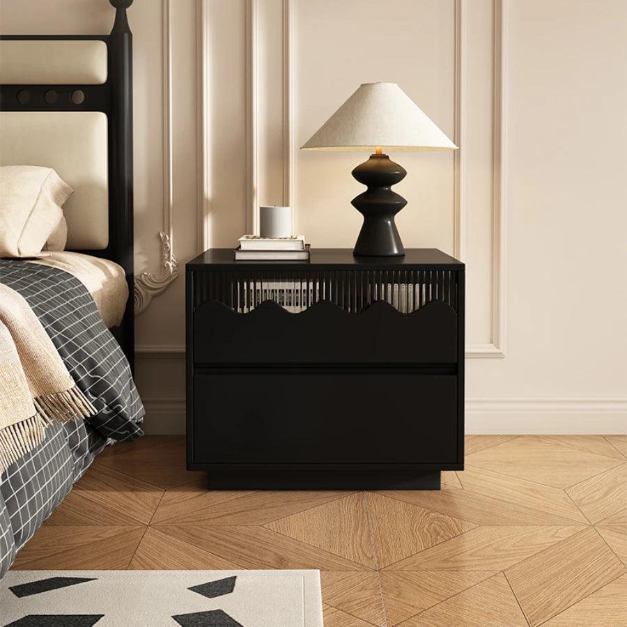 Luxury black Wooden Night Table Bedroom Furniture Drawers Nightstands Multifunction Side Bed Tables mesa de noche Home Furniture - Pacisia
