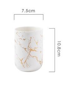 Marble Ceramic Bathroom Toothbrush And Mouthwash Cup Wash Set - Pacisia