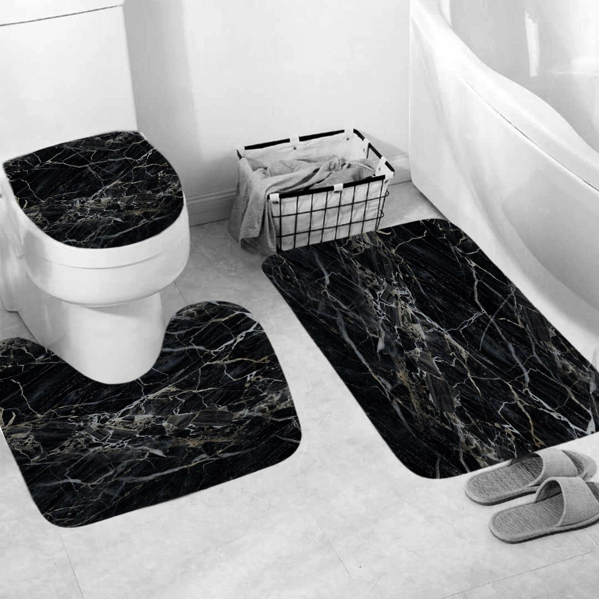 Marble Texture, Printed Polyester, Waterproof Shower Curtain Set - Pacisia