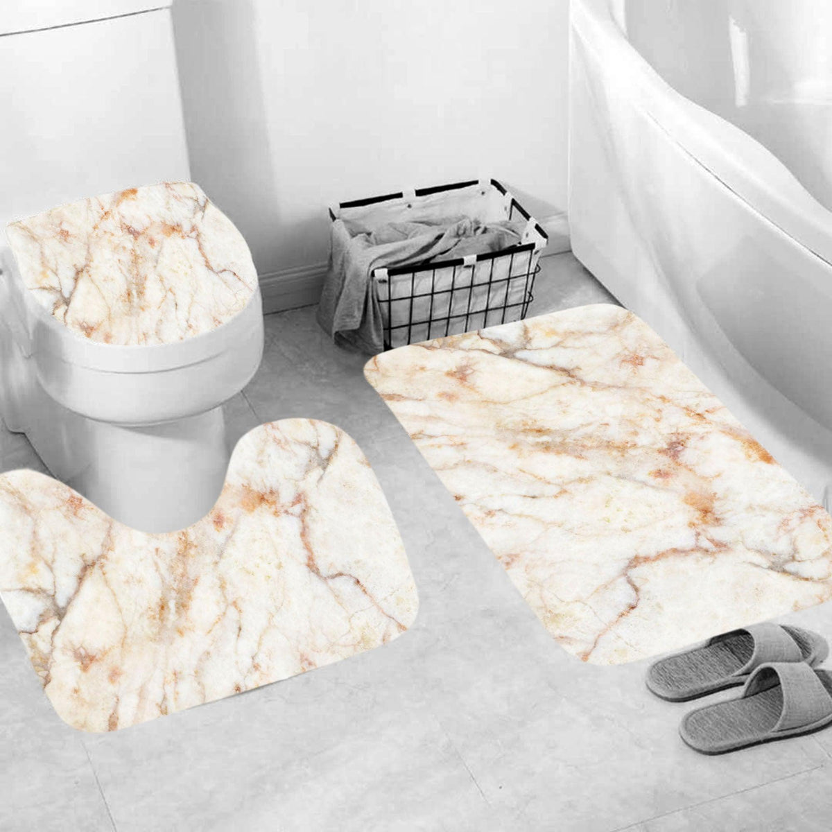 Marble Texture, Printed Polyester, Waterproof Shower Curtain Set - Pacisia