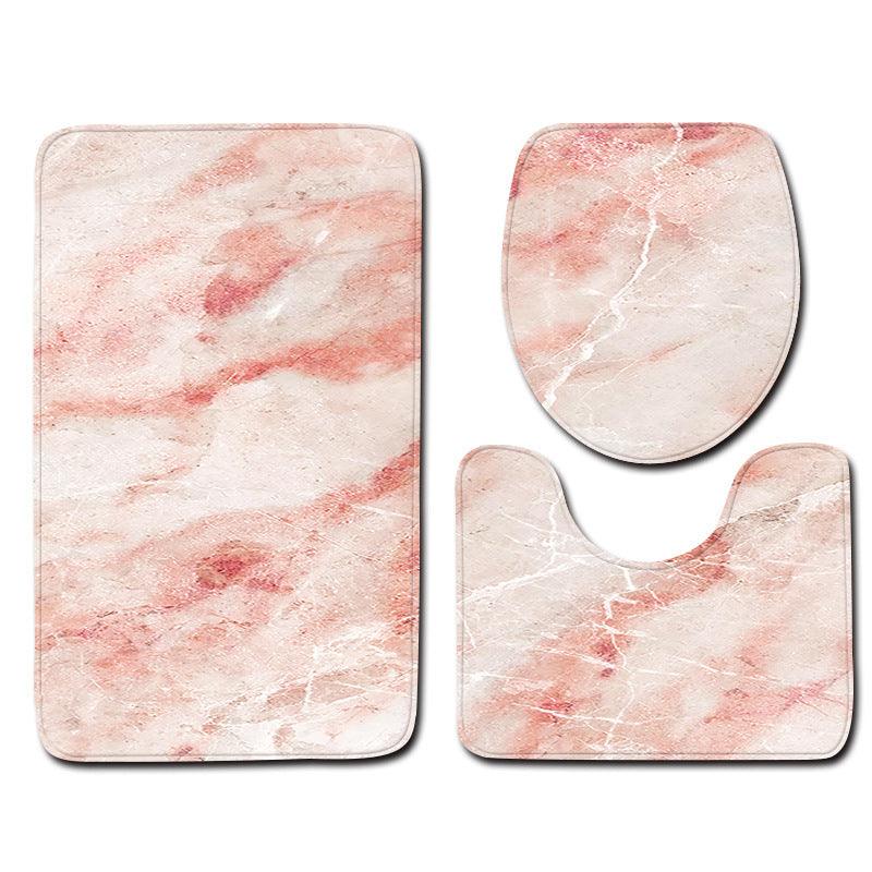 Marble Toilet Three-Piece Floor Mat Door Mat Bathroom Carpet - Pacisia