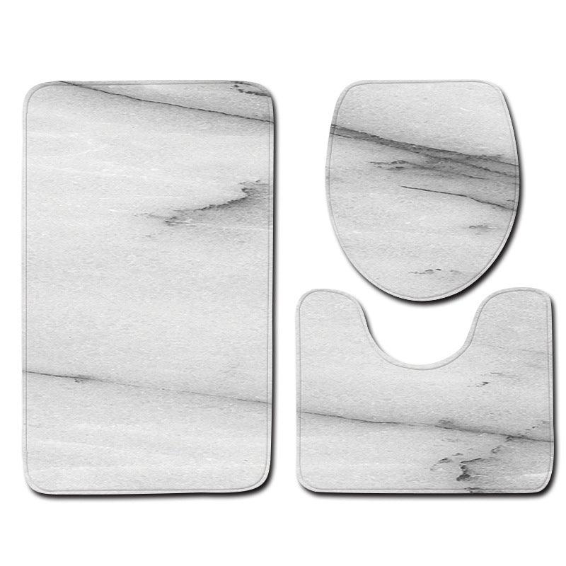 Marble Toilet Three-Piece Floor Mat Door Mat Bathroom Carpet - Pacisia