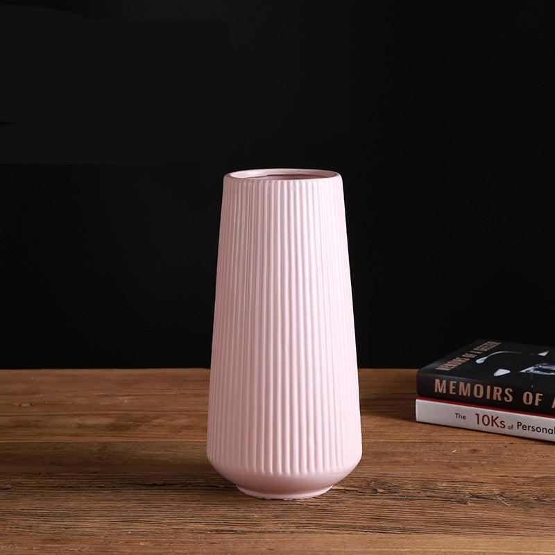 Mediterranean Ceramic Vase With Vertical Pattern - Pacisia