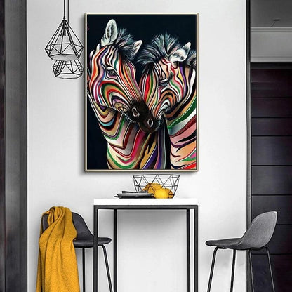 Modern Abstract Zebra Canvas Painting - Vibrant Wall Art Poster - Pacisia