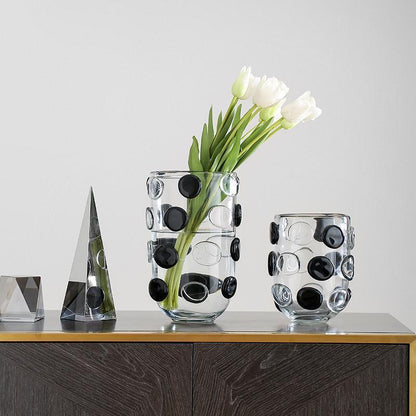 Modern And Simple Hand-made Black And White Light Luxury Glass Vase - Pacisia