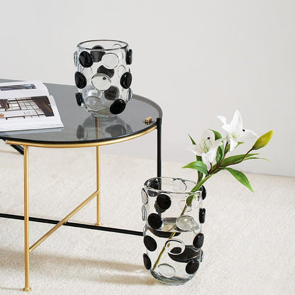 Modern And Simple Hand-made Black And White Light Luxury Glass Vase - Pacisia