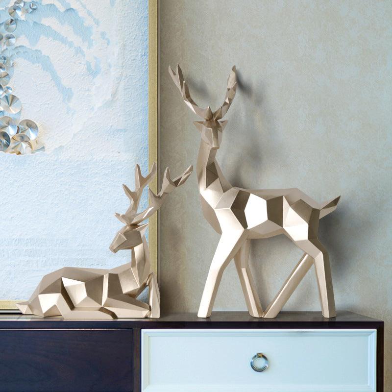 Deers Sculpture Resin Deer Statue Decoration Home Decor Statues Deer Figurines Modern Decoration Deers Table Ornament - Pacisia