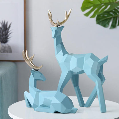 Deers Sculpture Resin Deer Statue Decoration Home Decor Statues Deer Figurines Modern Decoration Deers Table Ornament - Pacisia