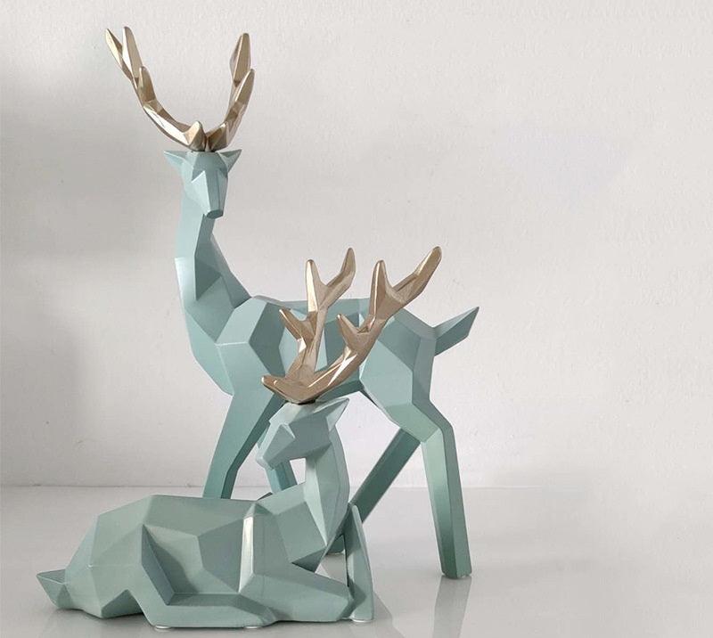 Deers Sculpture Resin Deer Statue Decoration Home Decor Statues Deer Figurines Modern Decoration Deers Table Ornament - Pacisia