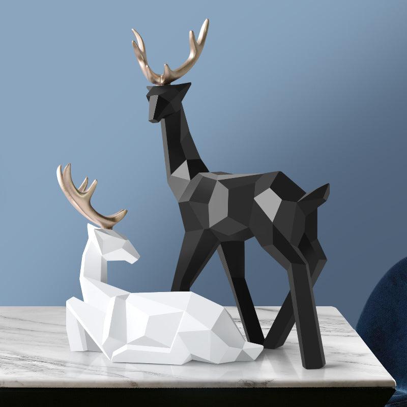 Deers Sculpture Resin Deer Statue Decoration Home Decor Statues Deer Figurines Modern Decoration Deers Table Ornament - Pacisia
