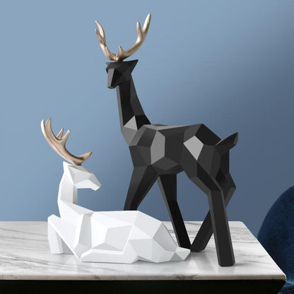 Deers Sculpture Resin Deer Statue Decoration Home Decor Statues Deer Figurines Modern Decoration Deers Table Ornament - Pacisia