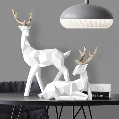 Deers Sculpture Resin Deer Statue Decoration Home Decor Statues Deer Figurines Modern Decoration Deers Table Ornament - Pacisia