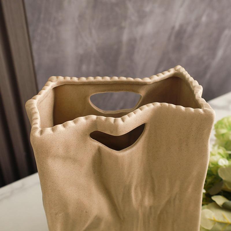 Modern Home Ceramic Paper Bag Vase Decoration - Pacisia