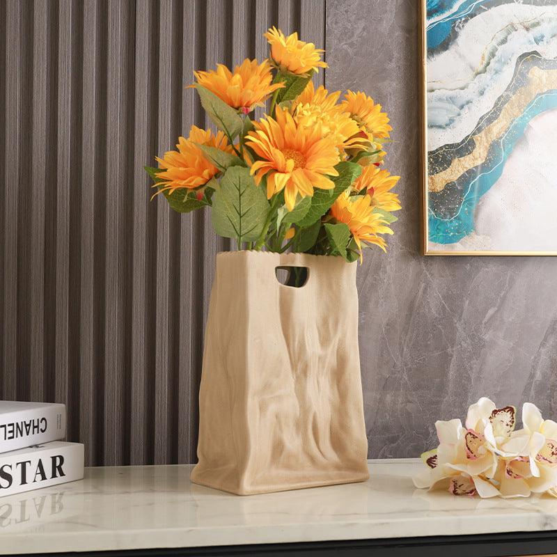 Modern Home Ceramic Paper Bag Vase Decoration - Pacisia