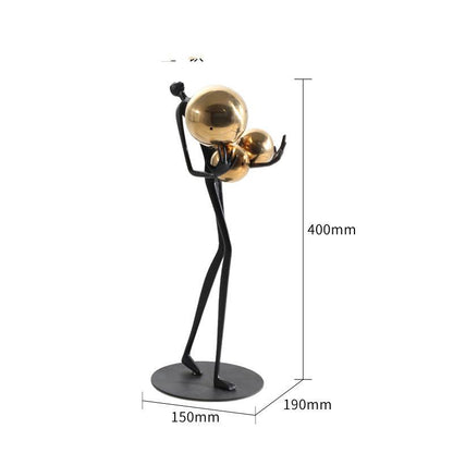 Modern Light Luxury Home Decoration Holding Ball Metal Figure Sculpture - Pacisia