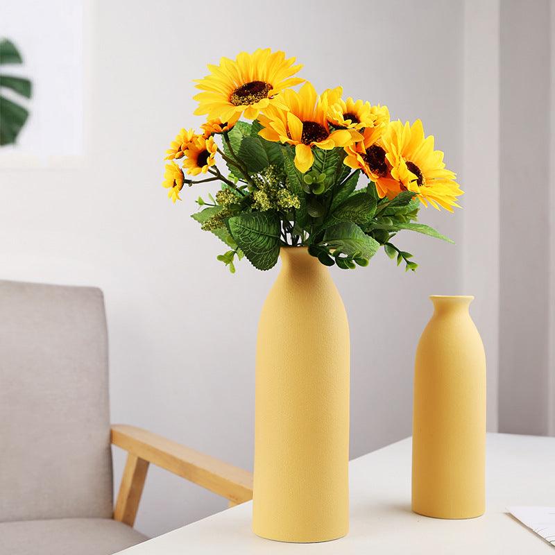 Modern Minimalist Frosted Solid Color Stoneware Vase - Pacisia