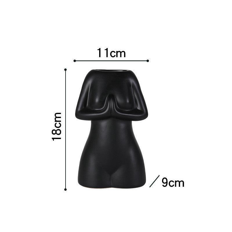 Modern Minimalist Porcelain Yoga Figure Vase Ornament - Pacisia