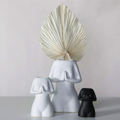 Modern Minimalist Porcelain Yoga Figure Vase Ornament - Pacisia