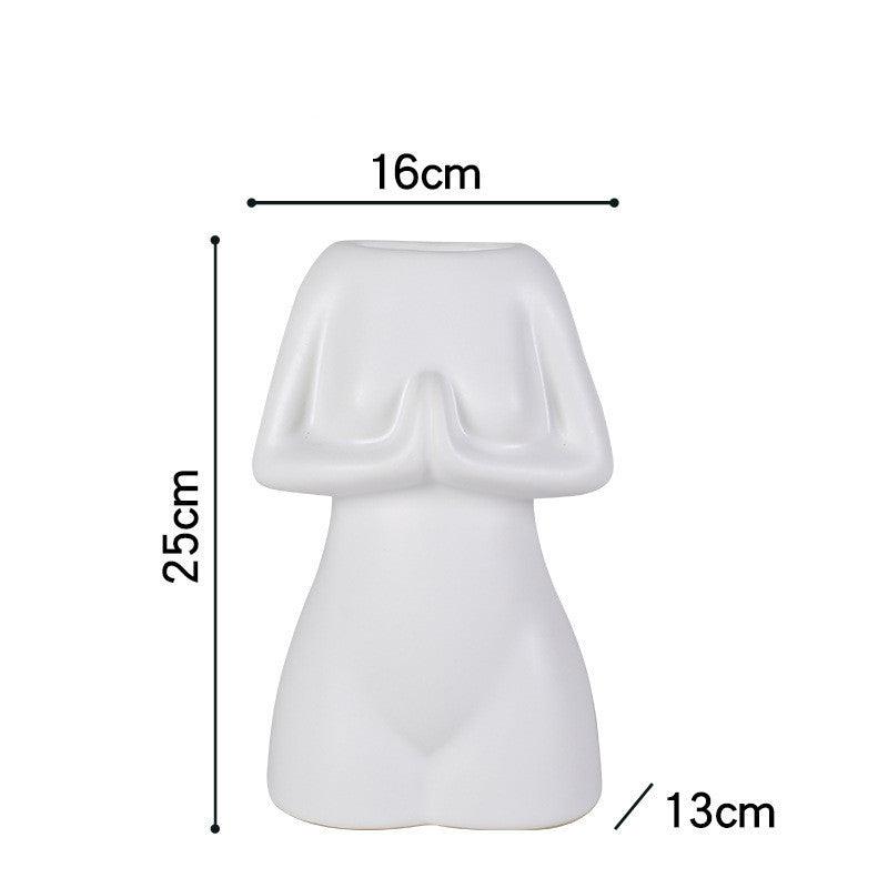 Modern Minimalist Porcelain Yoga Figure Vase Ornament - Pacisia