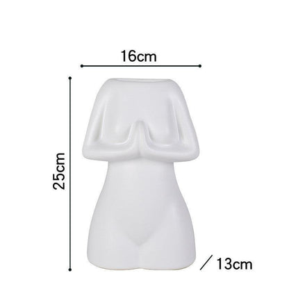 Modern Minimalist Porcelain Yoga Figure Vase Ornament - Pacisia