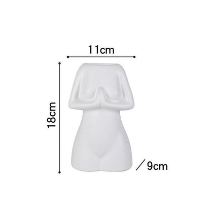 Modern Minimalist Porcelain Yoga Figure Vase Ornament - Pacisia
