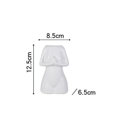 Modern Minimalist Porcelain Yoga Figure Vase Ornament - Pacisia