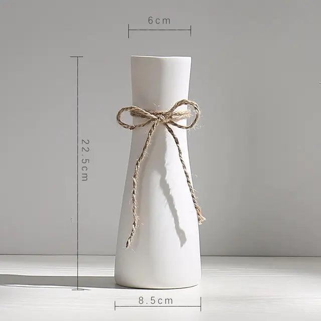 Modern Minimalist White Hemp Rope Ceramic Vase - Pacisia