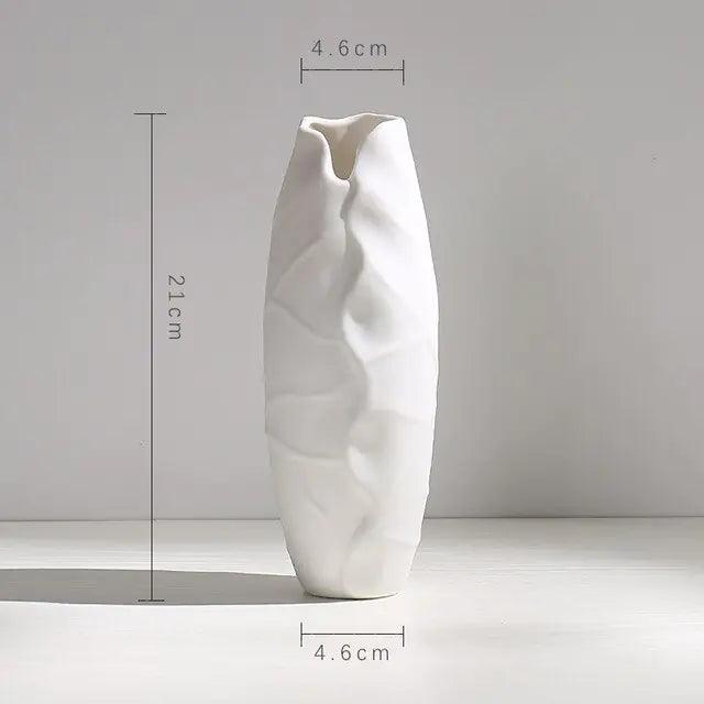 Modern Minimalist White Hemp Rope Ceramic Vase - Pacisia