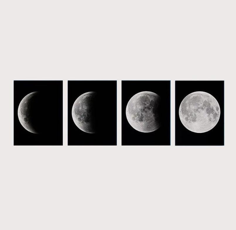 Moon Phases Four Panel Canvas Print Posters - Pacisia