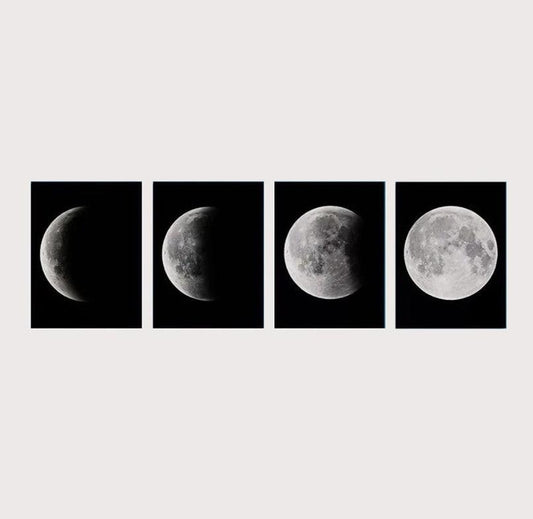 Moon Phases Four Panel Canvas Print Posters - Pacisia
