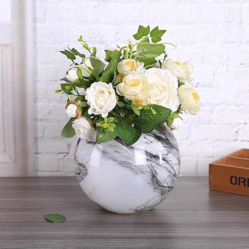 New Simple Marble Pattern Glass Vase Ornaments - Pacisia