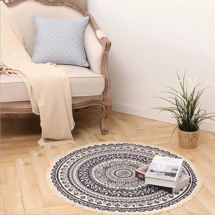 Nordic Cotton And Linen Round Carpet Retro Decoration - Pacisia