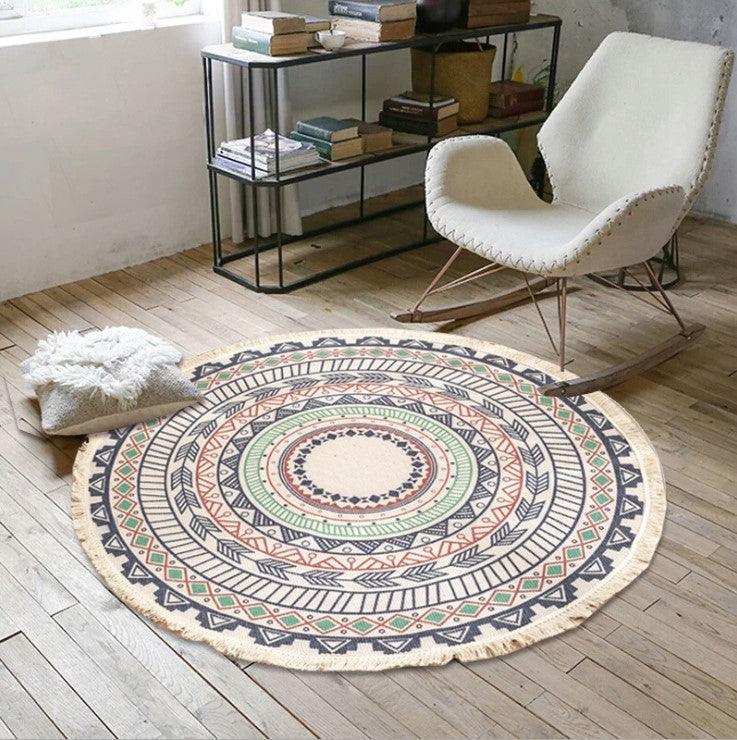 Nordic Cotton And Linen Round Carpet Retro Decoration - Pacisia