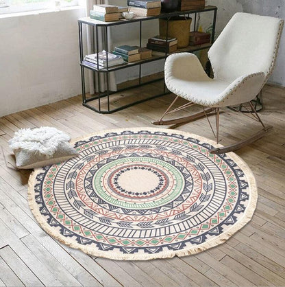 Nordic Cotton And Linen Round Carpet Retro Decoration - Pacisia