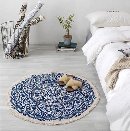 Nordic Cotton And Linen Round Carpet Retro Decoration - Pacisia