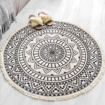 Nordic Cotton And Linen Round Carpet Retro Decoration - Pacisia