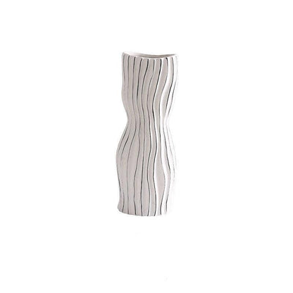 Nordic Creative Hand-painted Vase Ceramic Black And White Vertical Pattern Flower - Pacisia