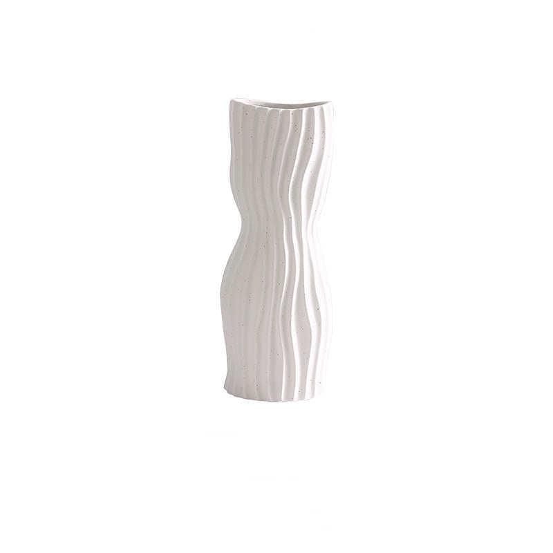 Nordic Creative Hand-painted Vase Ceramic Black And White Vertical Pattern Flower - Pacisia
