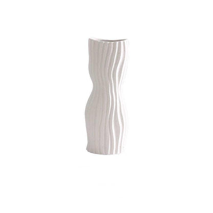 Nordic Creative Hand-painted Vase Ceramic Black And White Vertical Pattern Flower - Pacisia