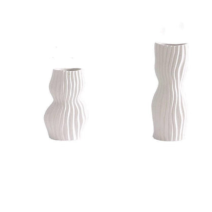 Nordic Creative Hand-painted Vase Ceramic Black And White Vertical Pattern Flower - Pacisia