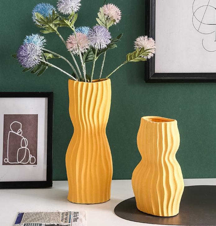 Nordic Creative Hand-painted Vase Ceramic Black And White Vertical Pattern Flower - Pacisia